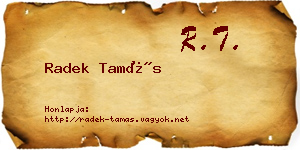 Radek Tamás névjegykártya